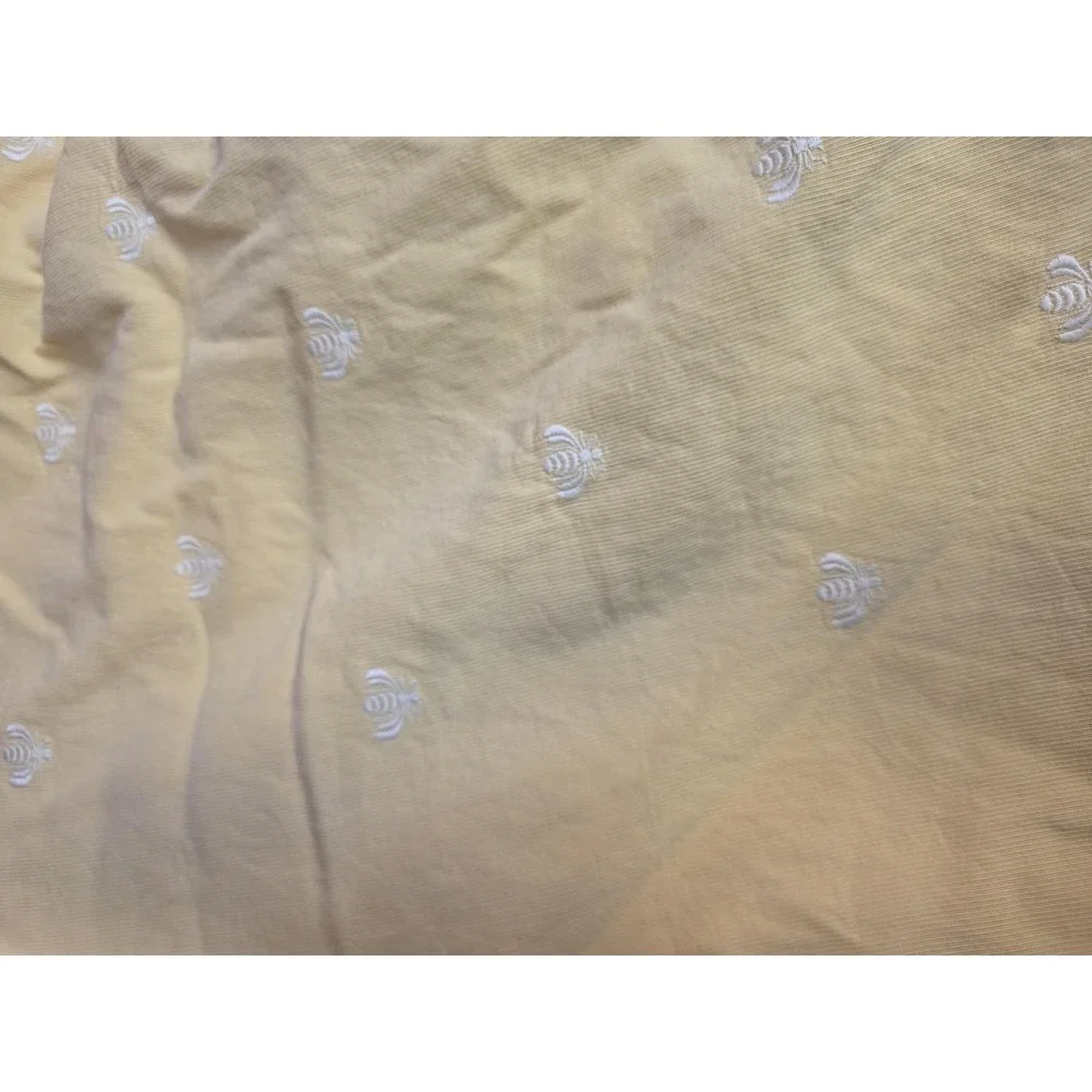 Restoration Hardware Rare Embroidered Bee es Full Butter Yellow Cotton Faille
